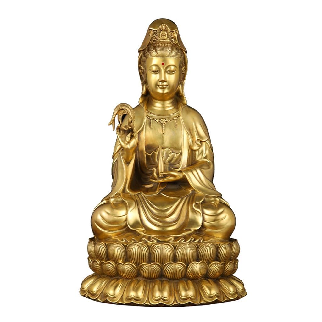 Posąg Buddy do wnętrz Mosiądz Guanyin Brązowy Statuetka Ozdoby Do Medytacji Guanyin Biuro Hostel Ozdoby Medytująca Posąg Buddy Figurka Rzeźba