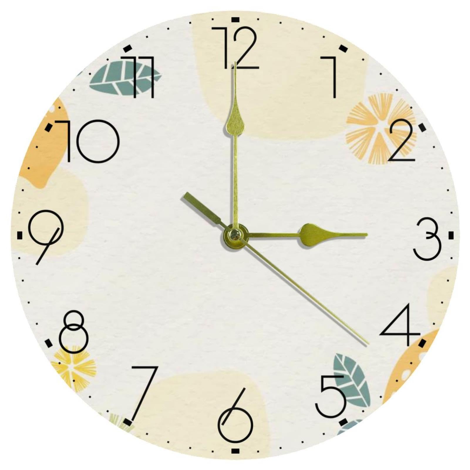 Horloge murale acrylique haut de gamme de 25.4 cm au motif feuille élégant