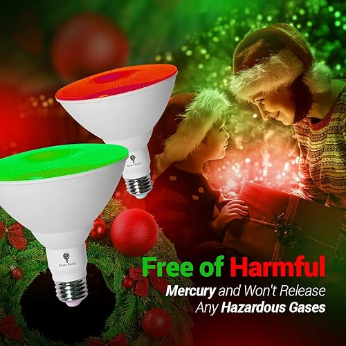 Miniatura 10 de Paquete de 2 luces de inundación color verde LED BlueX Par38, de 18 vatios (equivalente a 120 vatios), regulables, luces verdes LED base E26 para