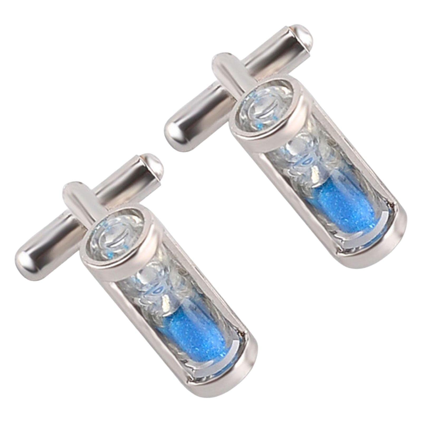 atorse ATORSE™ Shirt Cuff Links Wedding Hourglass 2Pcs Glass Cufflinks Blue-picture-50