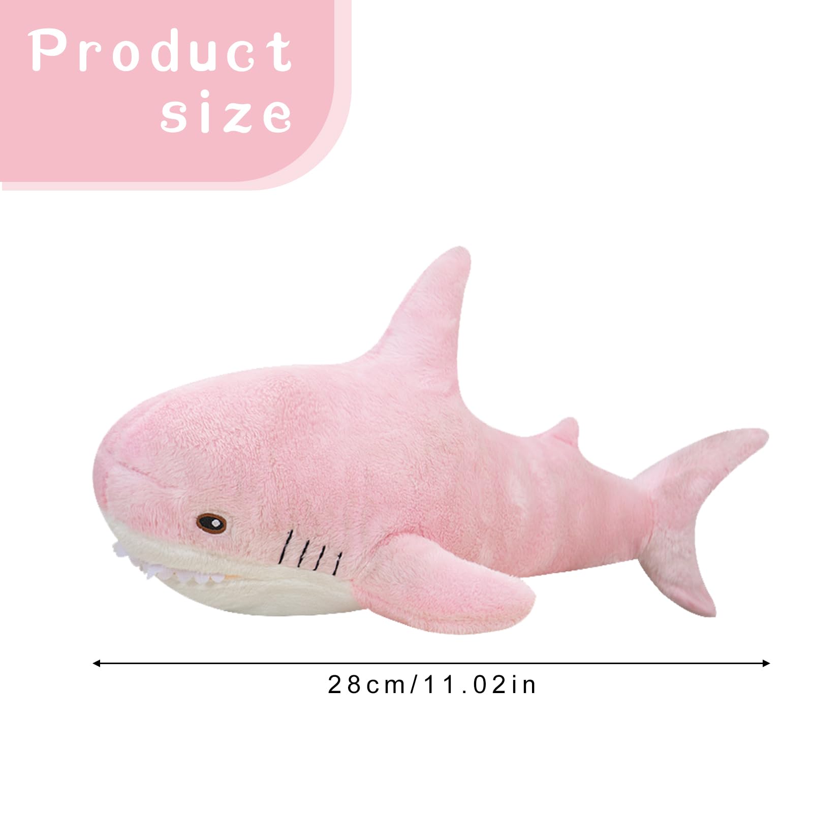 Cosiesnest 28cm Plush Shark Pillow, Stuffed Animal Toys, Soft Cuddly Shark Plush Toy - Image 2