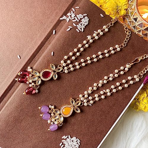 Image of I Jewels Womens Designer Pearl Rakshabandhan Lumba Bracelet For Bhabhi /Sister
