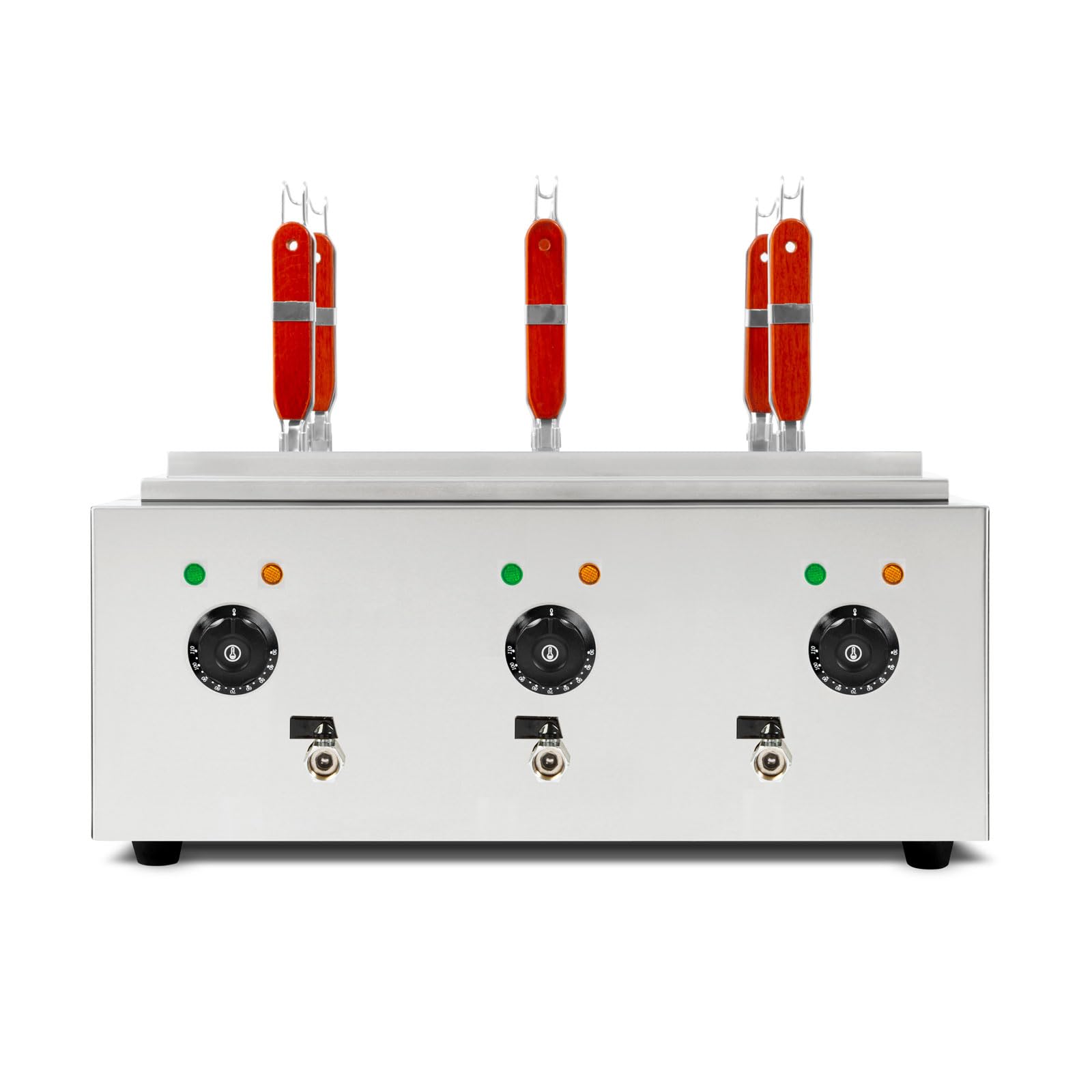 VERTES Cuocipasta Professionale in Acciaio Inox, Elettrico, 3x 1700W, 3 Vasche di Cottura Separate da 6 Litri ciascuna, 6 Cestelli per la Pasta, 3x Rubinetto di Scarico, 3x Impostazione Temperatura
