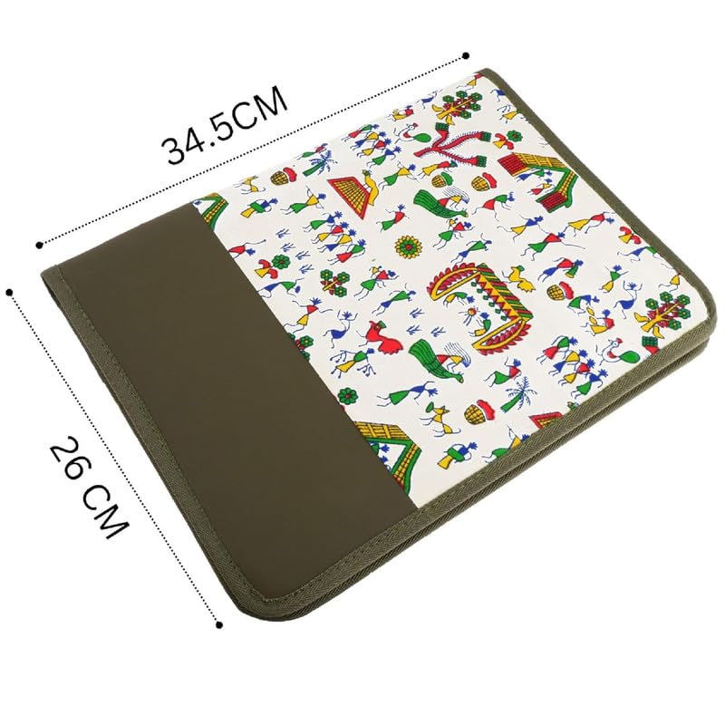 Image of Future X Eco-Friendly Jute File Folder | Handcrafted Document Folder with Button Closure | Reusable Office & Conference File Holder (Dancing Green Chain Bag)