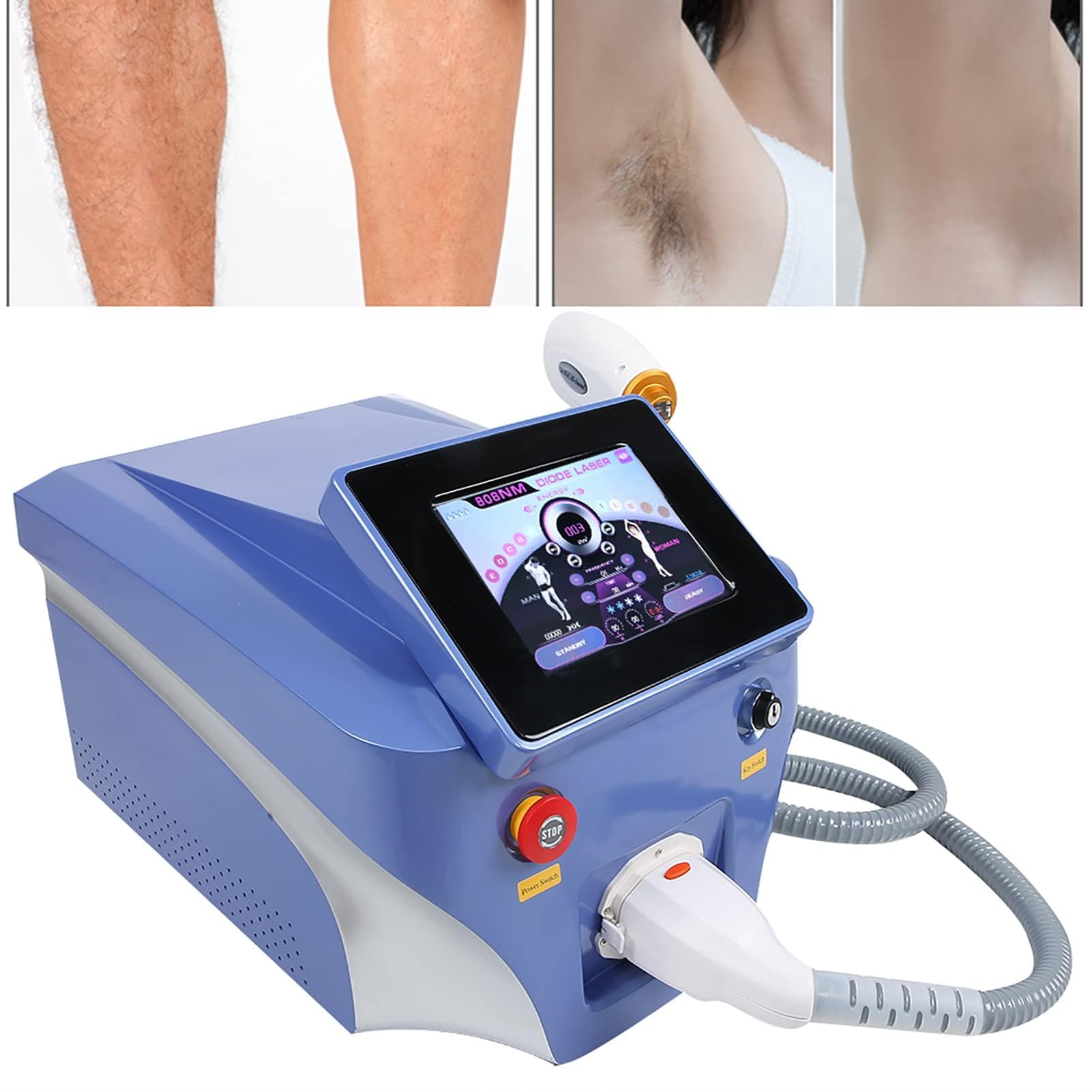 Máquina de depilación permanente láser de diodo 808, máquina de depilación portátil para mujeres y hombres, para uso facial, piernas, brazos, todo el cuerpo, removedor de vello profesional