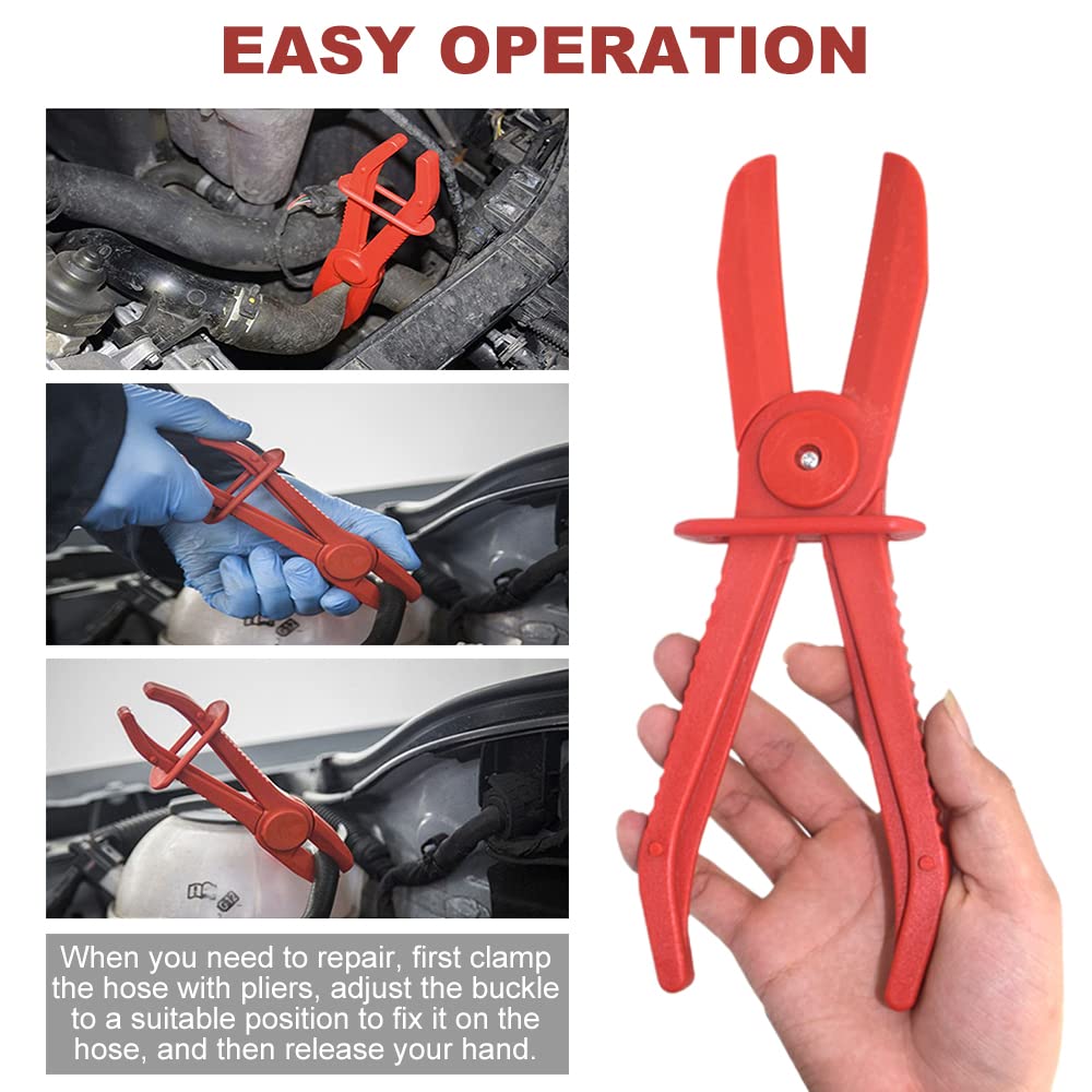 MMOBIEL Lot De 3 Pinces à Colliers De Serrage Pour Tuyaux – Radiateur, Carburant, Frein, Refroidissement – Tailles Variées – Rouge Ultra Résistant