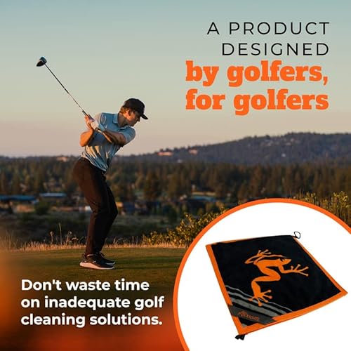 Frogger Golf Amphibian Wet/Dry Golf Towel, Orange/Black #TOP4