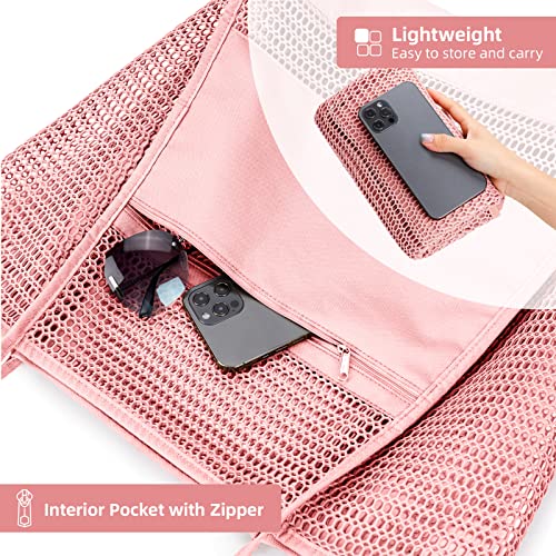 Image of KALIDI Beach Nylon Mesh Tote Bag, Casual Tote Bag Hobo Women Foldable MAX 23L Shoulder Bag For Beach Picnic Vacation