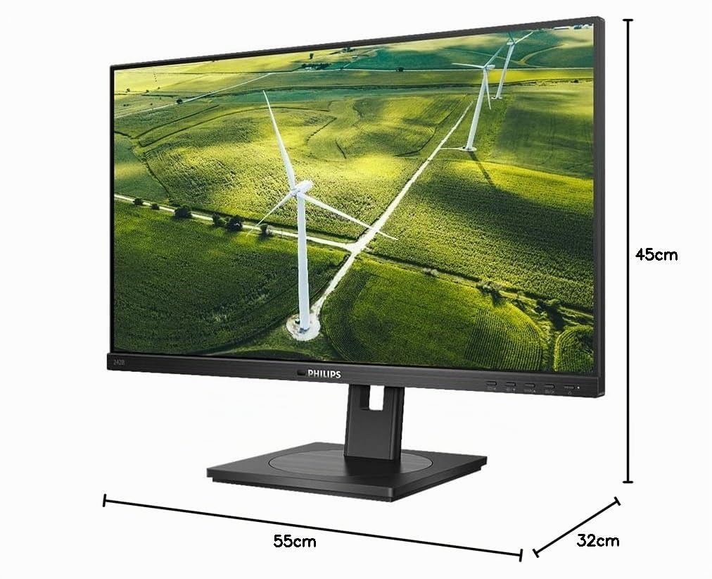 PHILIPS 242B1G - Monitor FHD da 24", 75 Hz, 4 ms, IPS, altoparlanti, hub USB, regolazione dell'altezza, monitor verde (1920 x 1080, 250 cd/m², HDMI/VGA/DP)