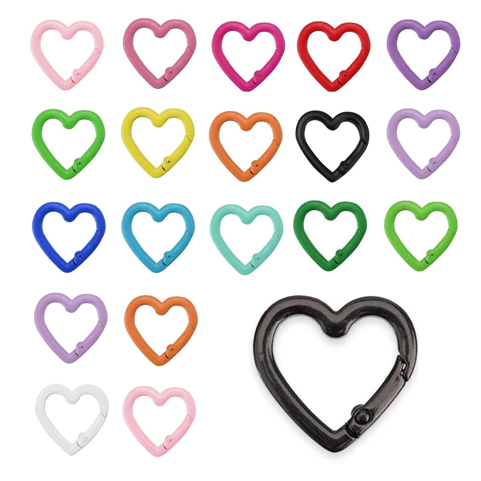 Keyring Clip Rings 25mm, 20pcs Heart Key Ring Clips Chains Snap Hooks Metal Keyring Clip Making for Crafting Craft Purse Bag