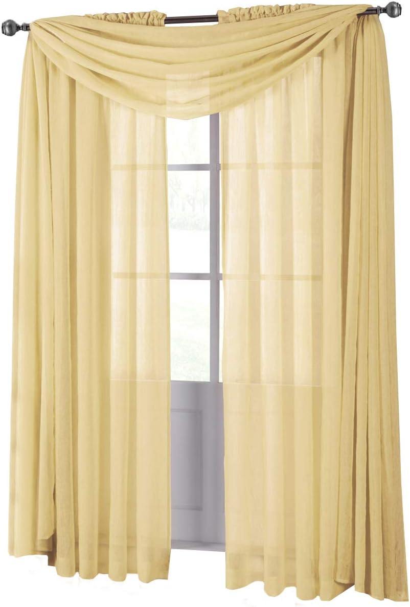 Solid Abri Rod Pocket, 50-Inch Wide x 120-Inch Long Crushed Sheer Curtain Panel, Eggplant