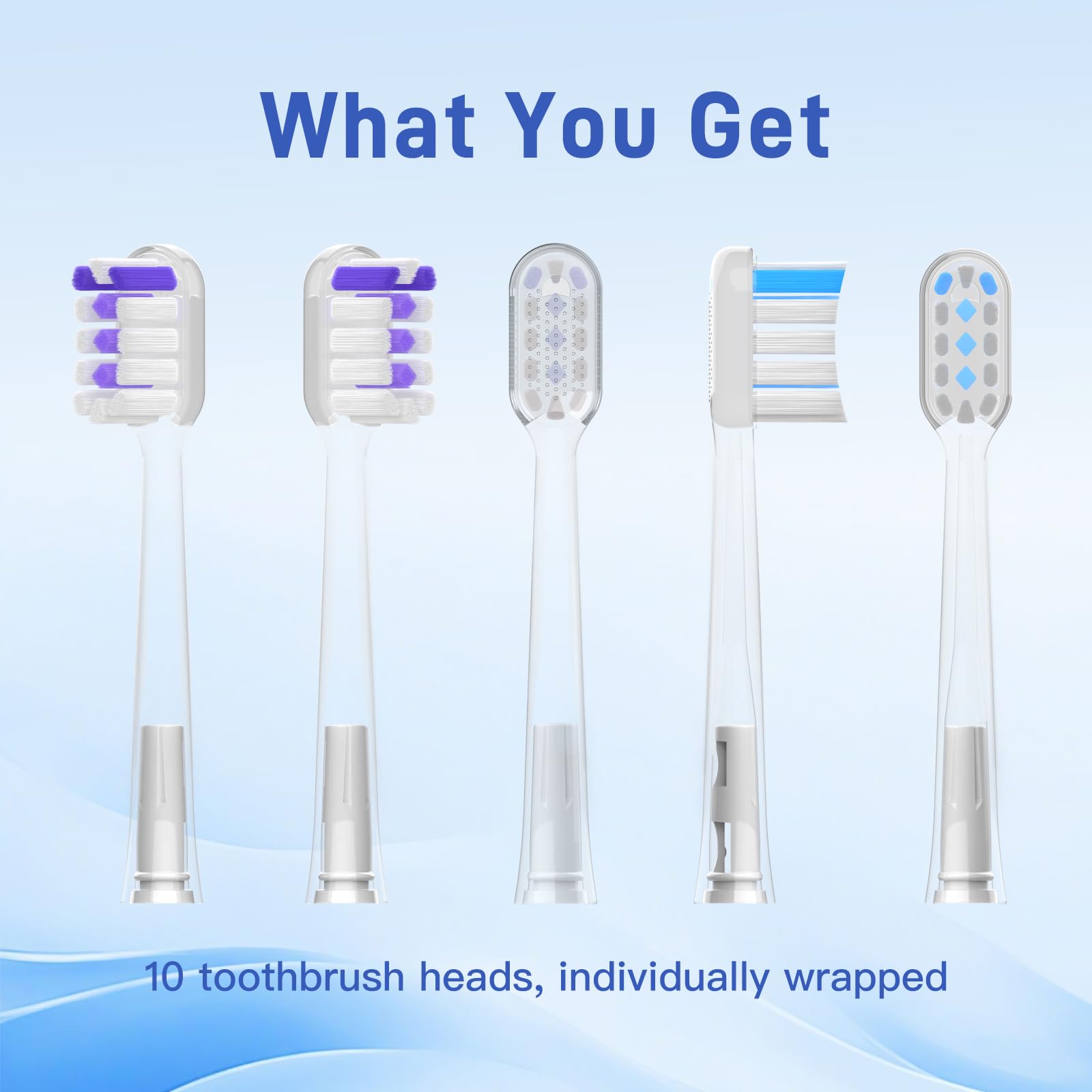Cabezales de repuesto para cepillo de dientes eléctrico Laifen Wave, súper limpio y blanqueador, transparente, paquete de 10