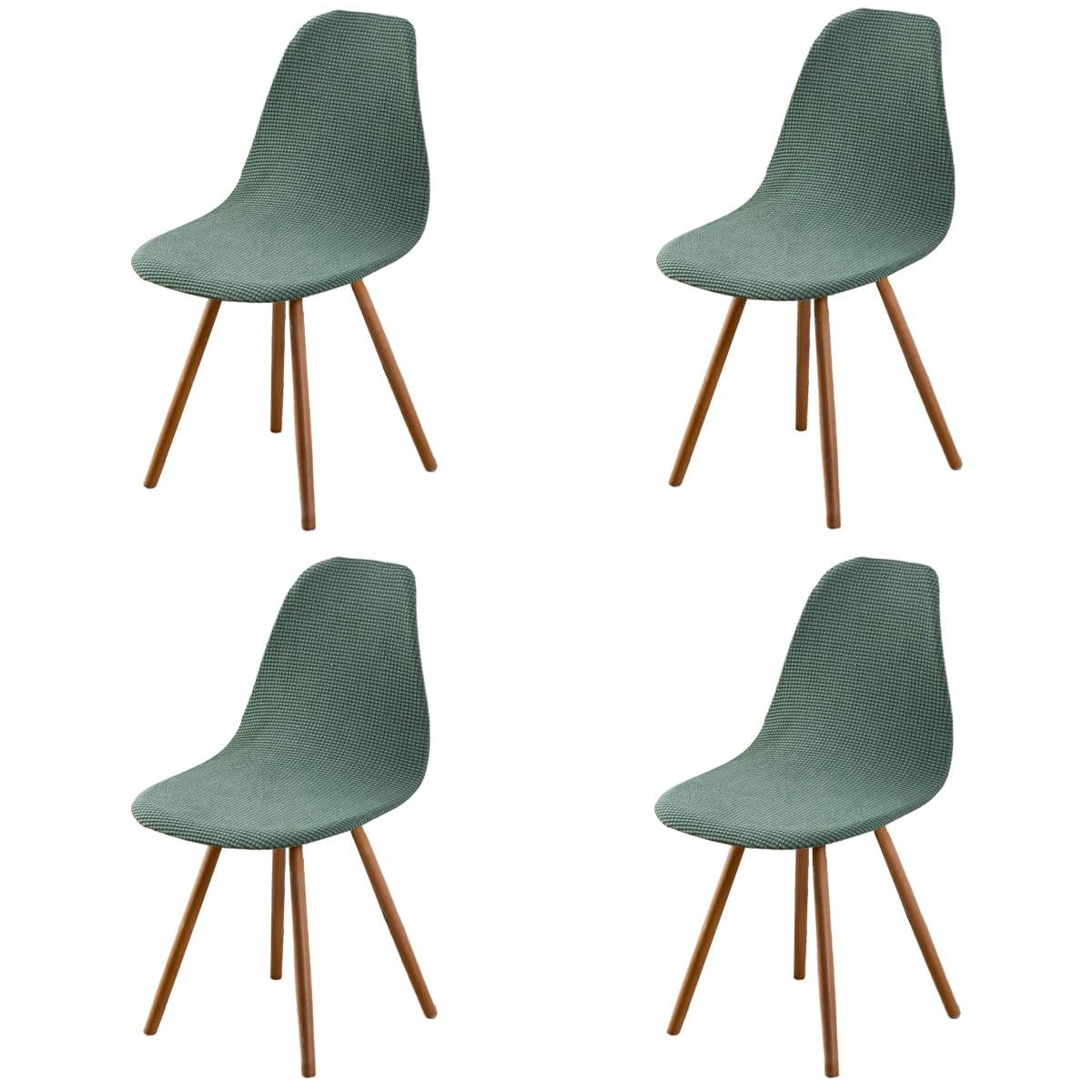 Highdi Matcha Green Corduroy Jacquard Scandinavian Dining Chair Covers, Nordic Style Armless Chair Slipcovers Shell Chairs Covers Removable Washable For Kitchen, Bedroom, Living Room (,4 Pcs)