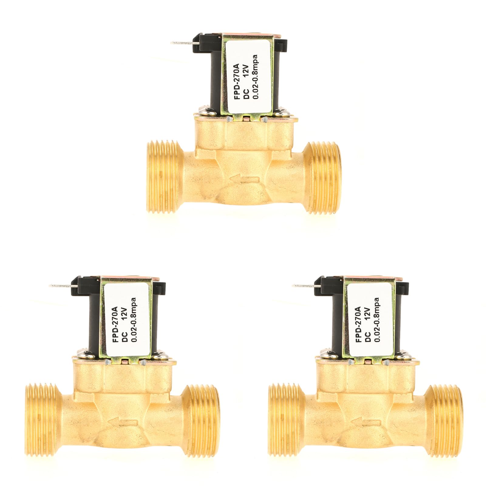 Électrovanne électrique G3/4 Eujgoov en laiton NC 12V pour contrôle de l'eau en lot de 3 pièces