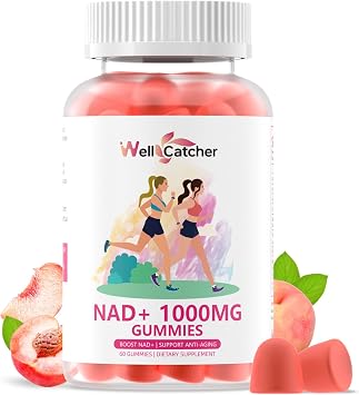 NAD + العلكة الملحق للنساء 1000 MG - NAD زائد العلكة للرجال خالية من السكر فيتامين B3 النياسيناميد العضوية النقية يعزز مستوى NAD المضادة للشيخوخة تجديد الخلايا الطاقة الدماغ الخوخ نكهة 60 C