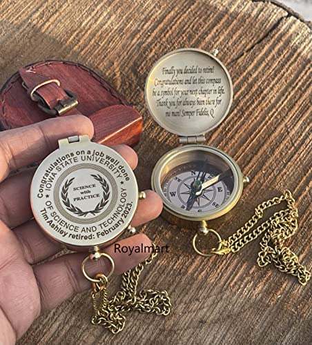 Brújula personalizada grabada de latón estilo antiguo para regalo de graduación, aniversario, bautizo, retiro y Navidad - Brújula funcional miniatura 5
