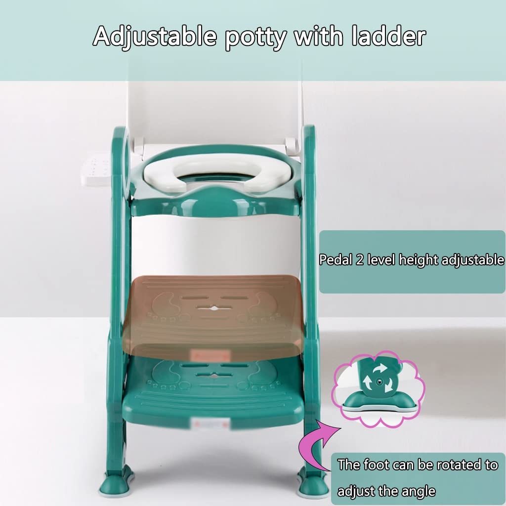 Riduttore WC con Scaletta Pieghevole Riduttore Water con Scaletta con Paraspruzzi, Altezza Regolabile Sedile WC con Scale per Ragazzi E Ragazze, Portante 75 kg