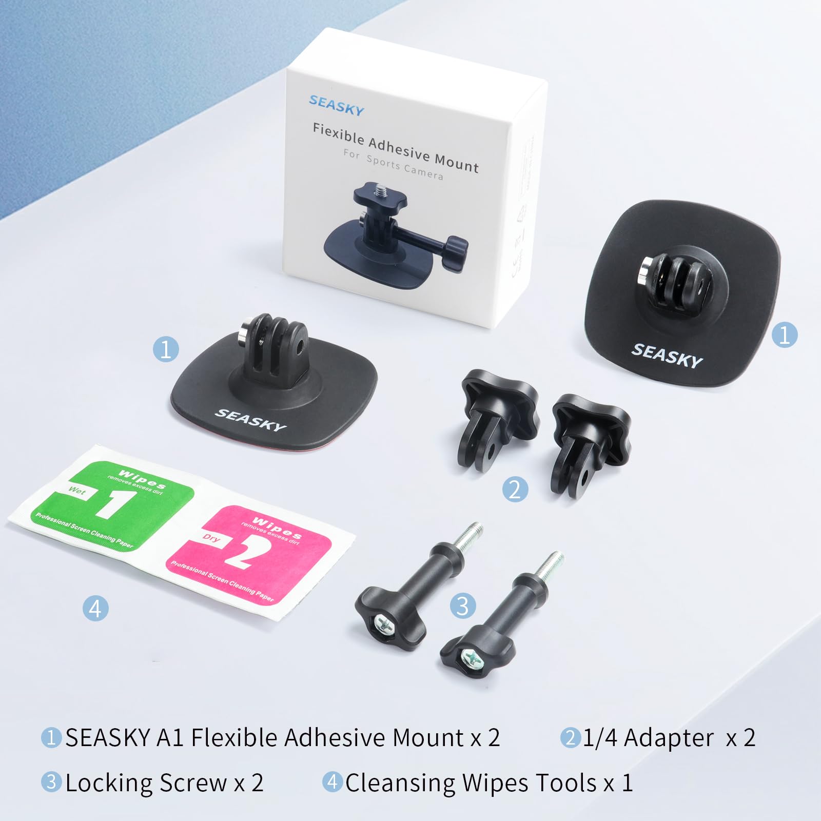 Ripresa Panoramica 360 Supporto Adesivo Per Casco SEASKY - Per GoPro, Insta360 E Action Cam Accessorio Camera Sportiva