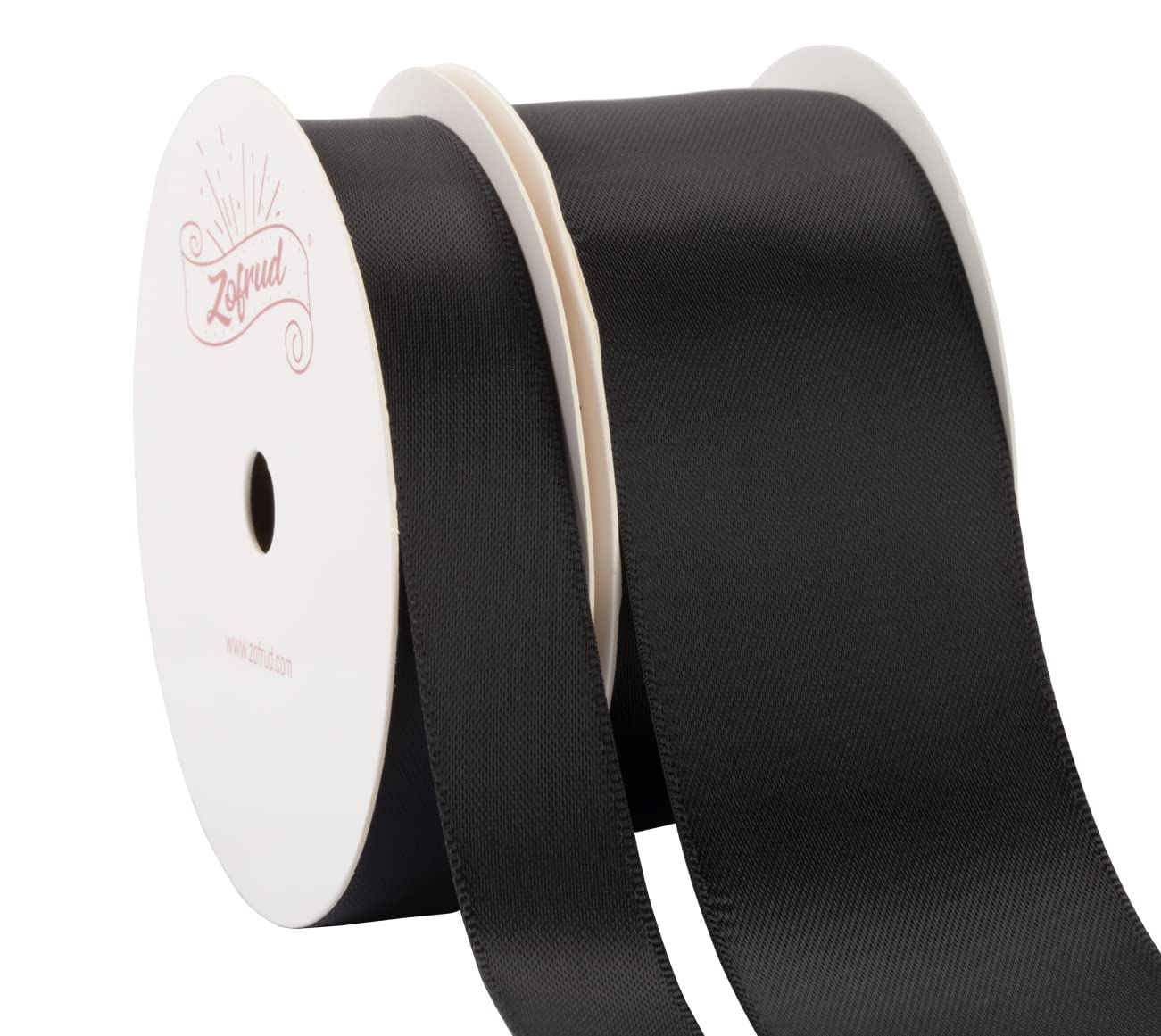 Zofrud 2 Rolls of Black Double Faced Satin Ribbon - 18 Meters Total (16mm and 38mm x 9M) - Ideal for Crafts Gift Wrapping, and Weddings