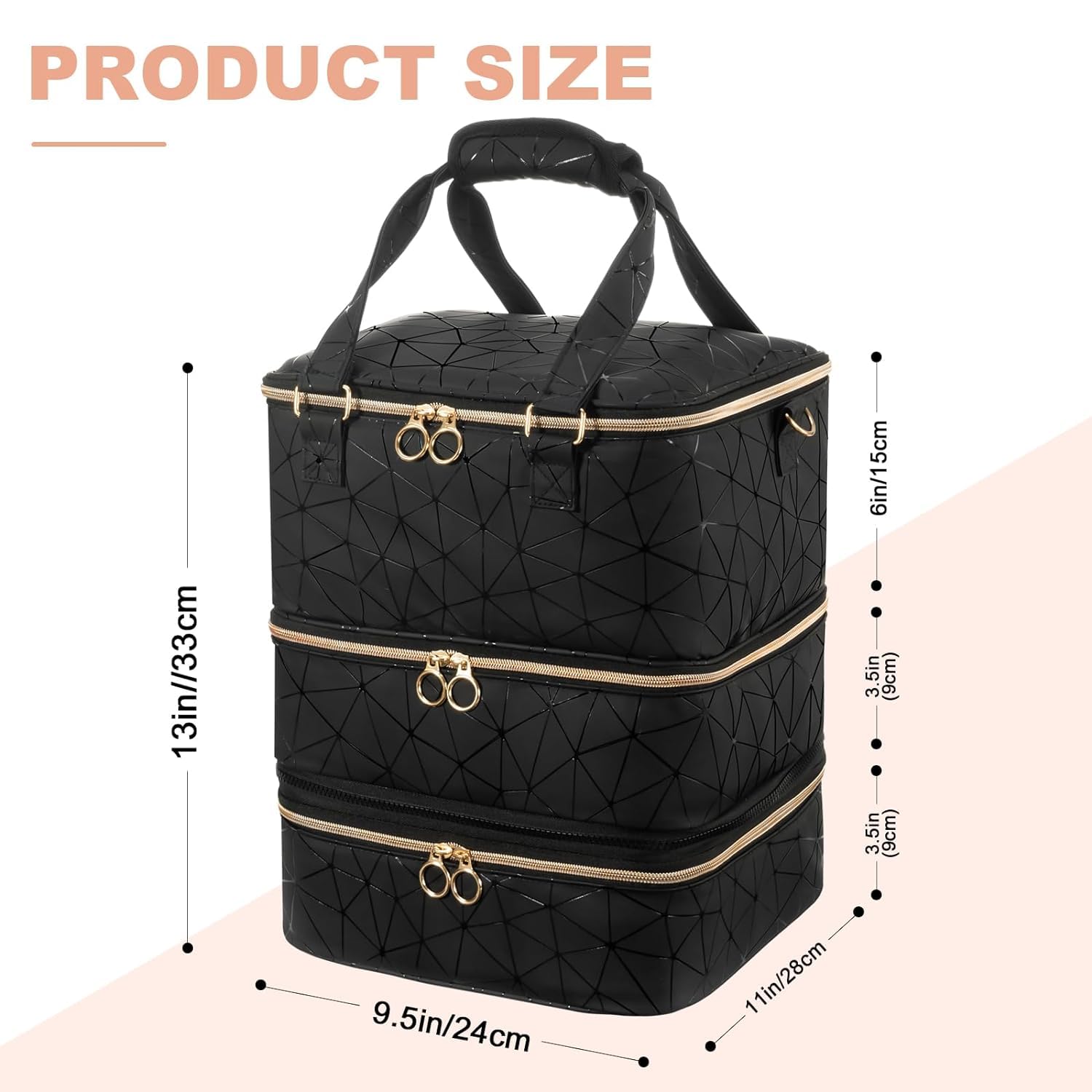 Uross Organizer per unghie per 84 flaconi di smalto e 1 lampada LED per unghie, borsa per la decorazione delle unghie, accessori (nero)