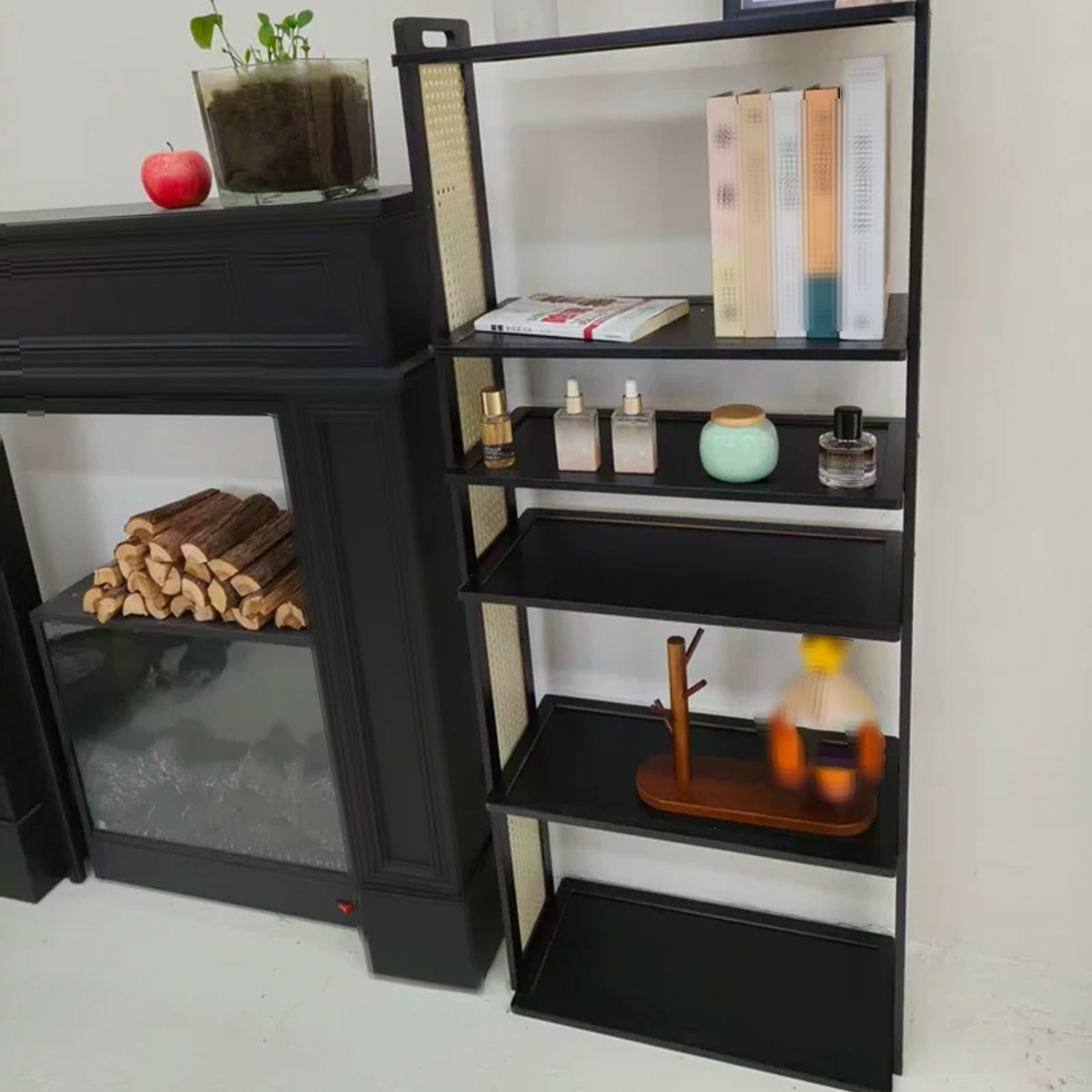 Scaffalatura Legno Scafali Ripostiglio Materiale del Pannello Composito Bordi Arrotondati Capacità di Carico di 5 Kg per Strato Adatto per Studio Scaffale da Cucina in Legno(B,50 * 25 * 68.5cm)