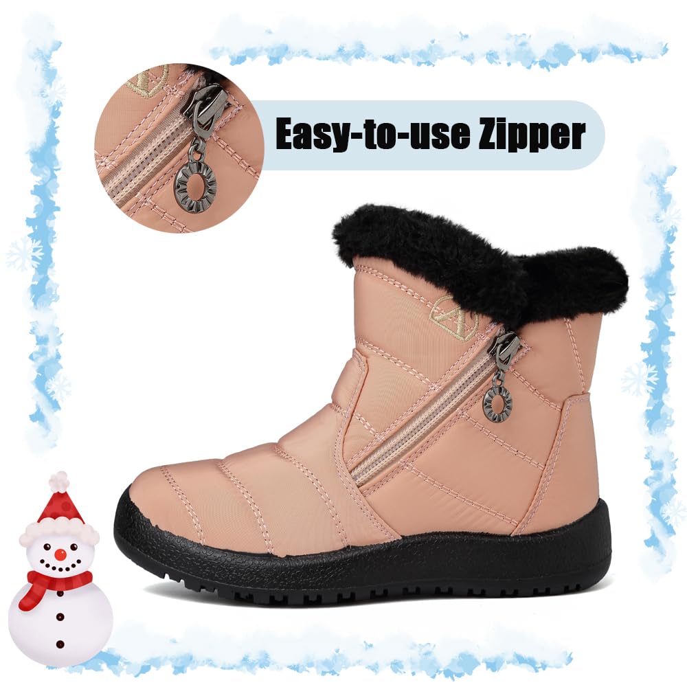 Botas de Nieve para Niños Niñas Invierno Calentar Forradas de Piel Botines Impermeables Planas Botas Calientes y Antideslizant