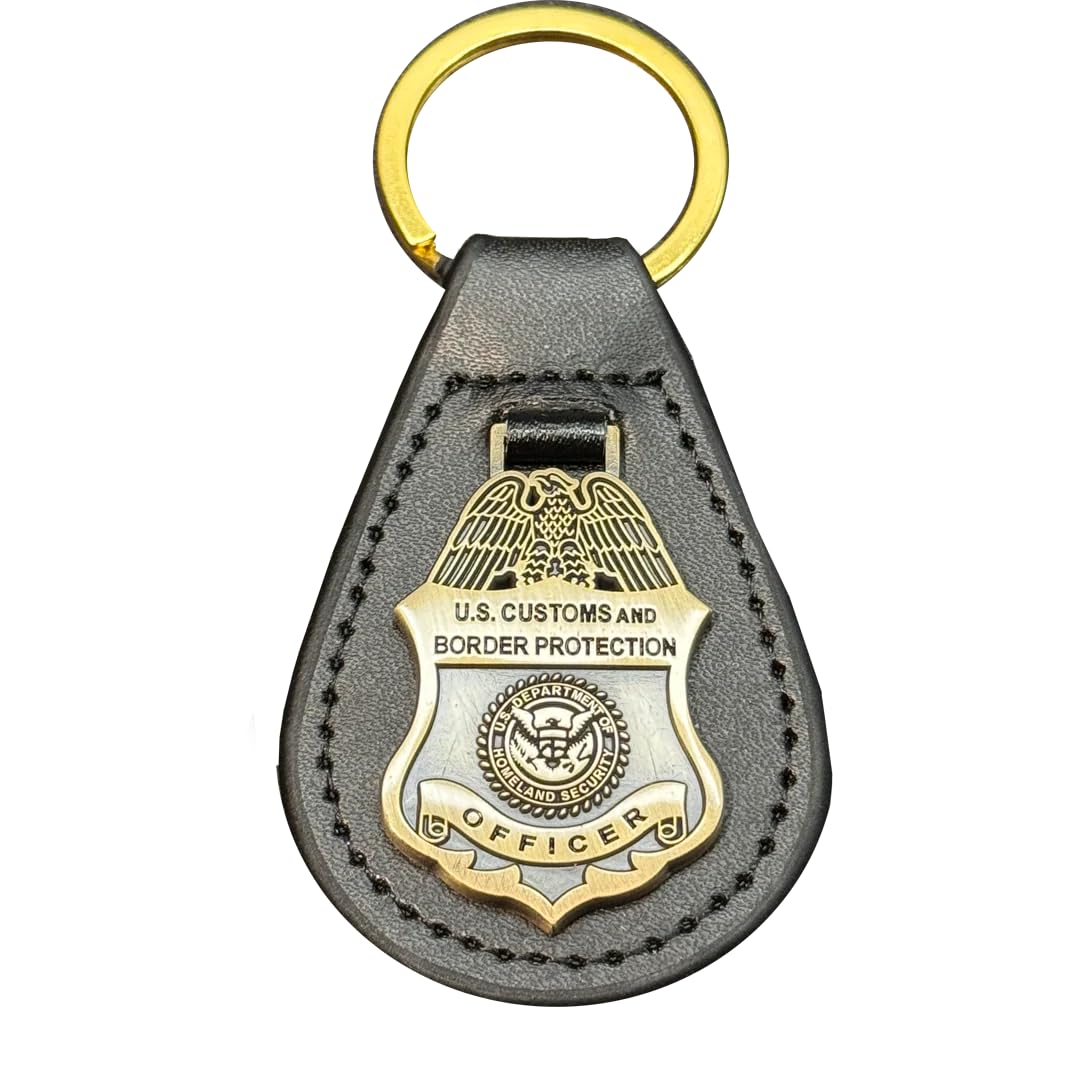 EL14-011 CBP Officer Mini Shield Field Operations OFO Field Ops challenge coin leather keychain, 3.5, Gold