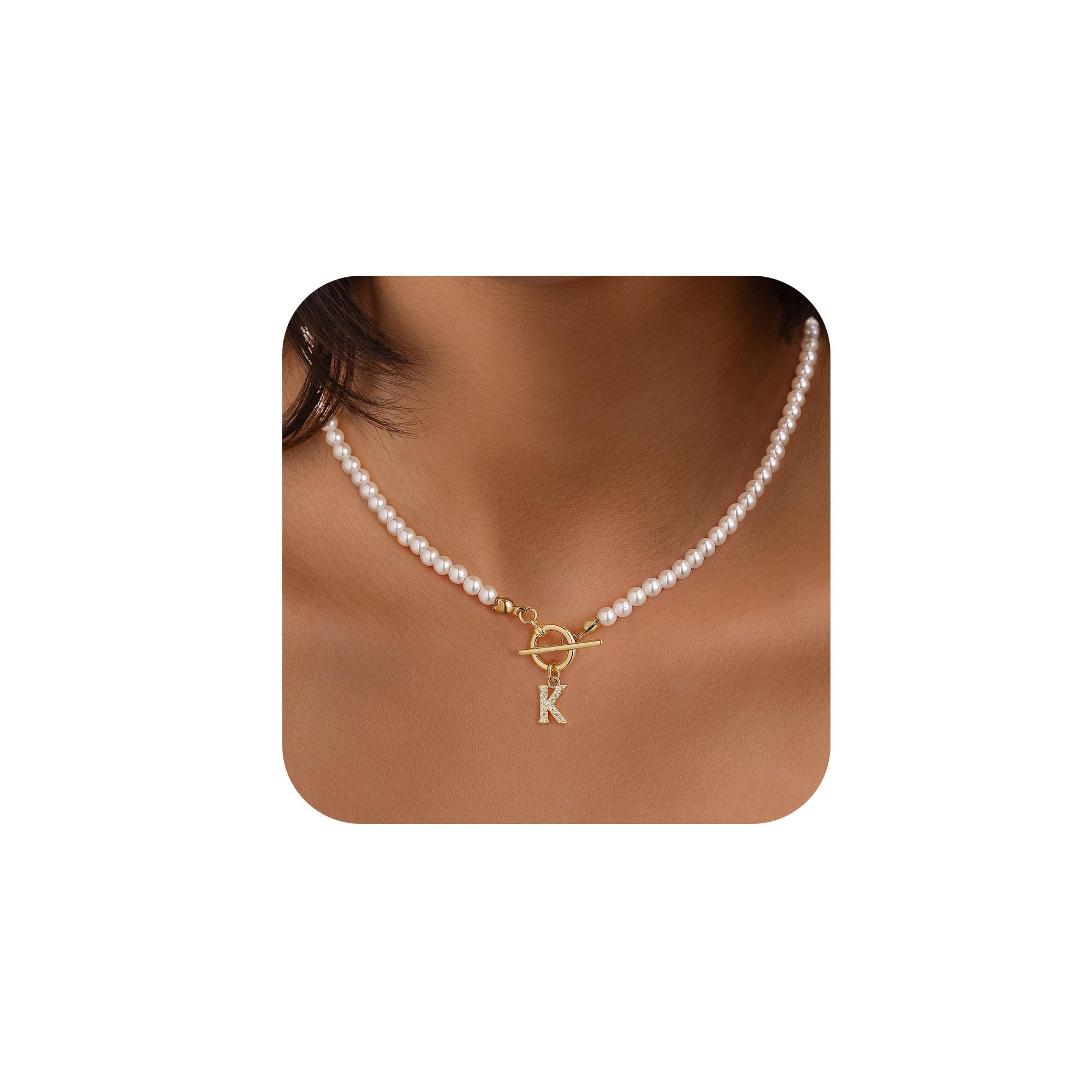 TurandossPearl Necklaces for Women - Choker Necklace, Initial K Necklaces for Women | Pearl Necklace | Pearl Jewelry for Women
