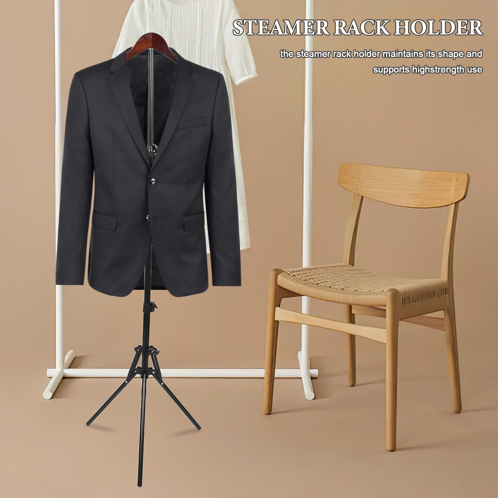 Garneck Stand Appendiabiti Regolabile per Stiratura Supporto Pieghevole in Ferro e Legno, Espositore per Abiti per Spazi Compatti e Boutique