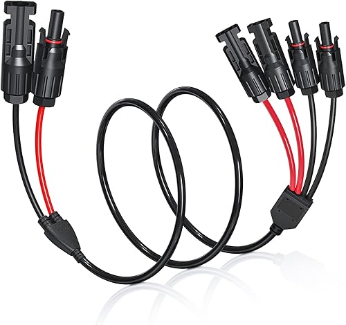 Miniatura 8 de ELECTOP Cable de extensión de conector de panel solar de 3.5 pies, conectores de rama en Y solares 2 en 1, cable adaptador paralelo, divisor de