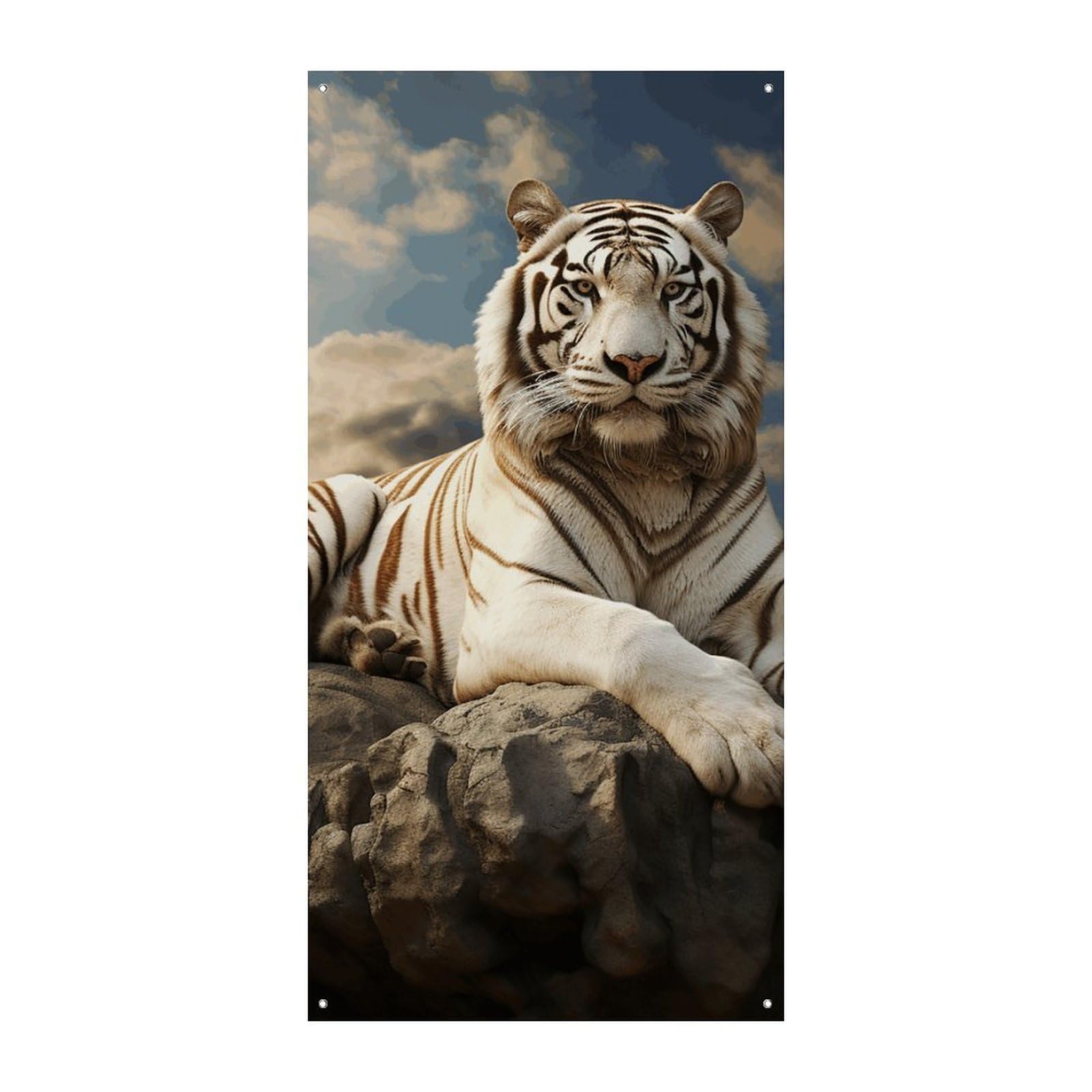 Majestic Tiger Resting Decorative Front Door Covers Washable Spring Summer Door Banner Personalized Welcome Banners Photo Background Wall Backdrop for Holiday Party Home Decor 71 X 35 In