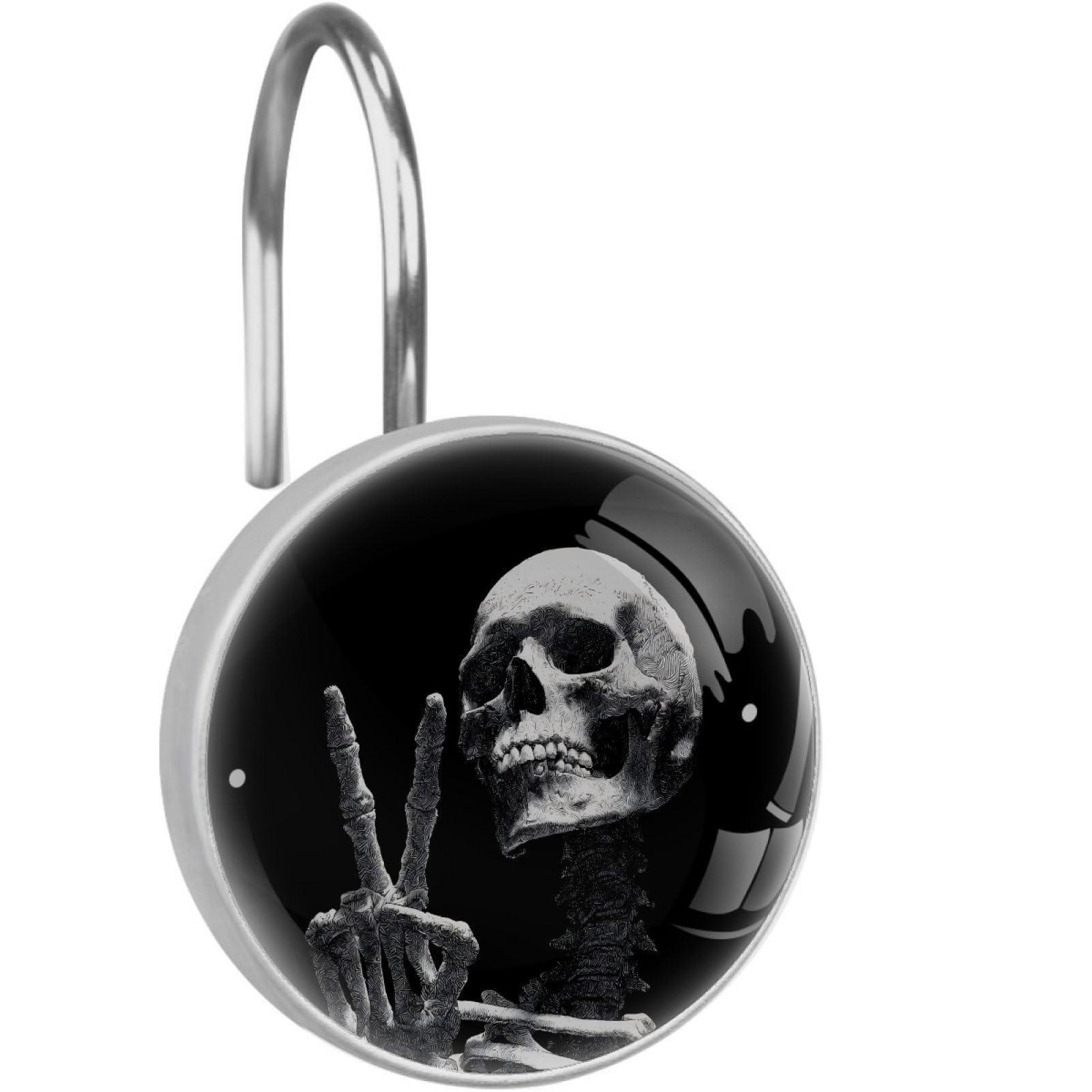 VAPOKF Decorative Shower Curtain Hook, Funny Skull Rustproof Stainless Steel Shower Curtain Hook for Bathroom, Shower Curtain Hangers for Shower Rod