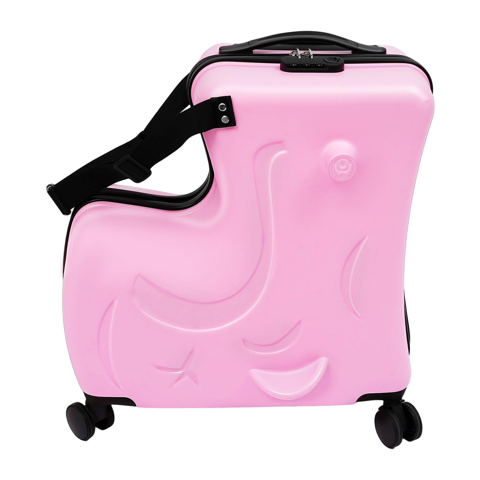 Kinder-Trolley mit Sitz 3–6 Jahre, 20L PC-Hartschale bis 30kg belastbar | Kindgerechte Haltegriffe, Fußablage, höhenverstellbarer Griff & Zahlenschloss
