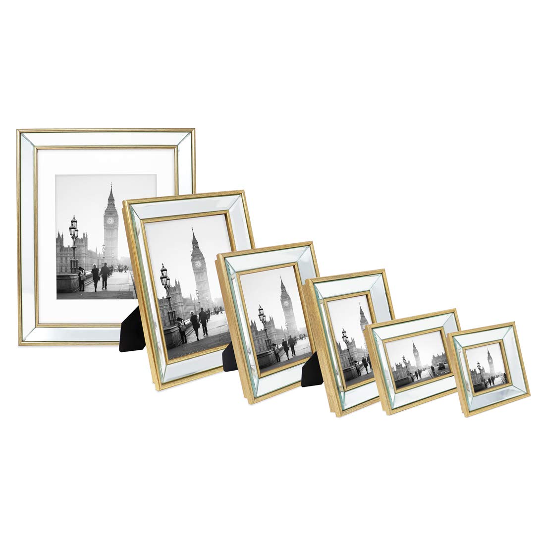 Isaac Jacobs 4x4 Gold Beveled Mirror Picture Frame wDeep Slanted Angle | Classic Mirrored Frame with Deep Slanted Angle Made for Tabletop Photo Gallery and Wall Art 4x4 Gold product thumbnail 7
