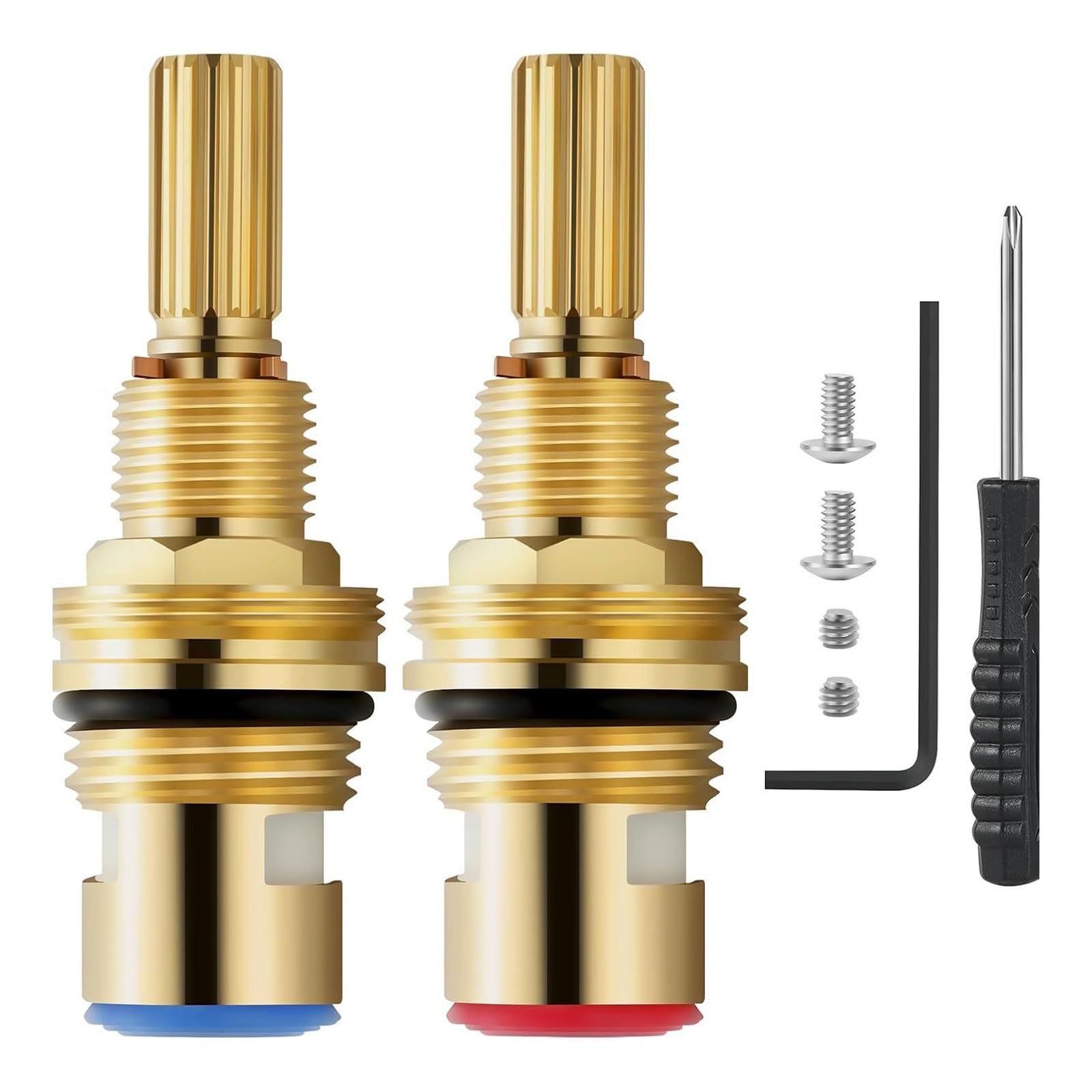 Faucet Valves Replacement Hot and Cold Water Spools Brass Ceramic Disc Cartridges for Washroom Basins Tap Enduring Hot and Cold Water Spools