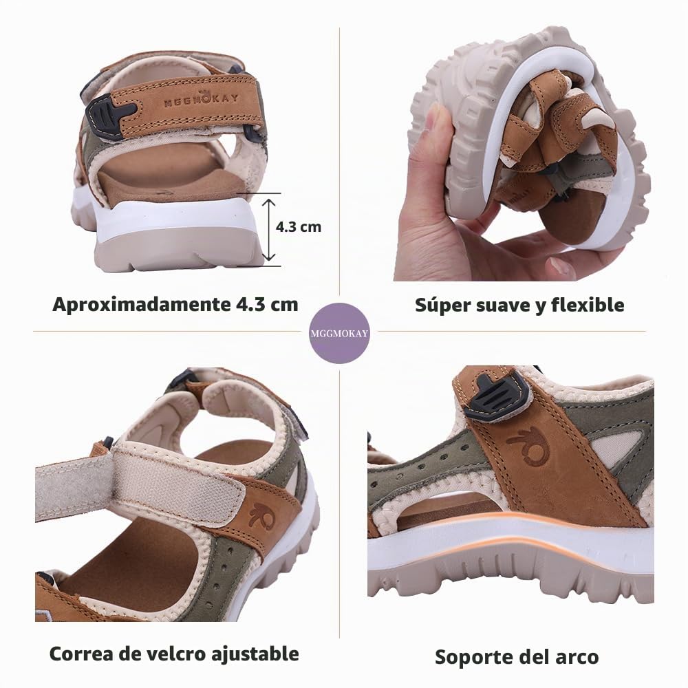 MGGMOKAY Sandalias Deportivas Mujer Cómoda Sandalia de Senderismo al Aire Libre de Verano con Punta Abierta