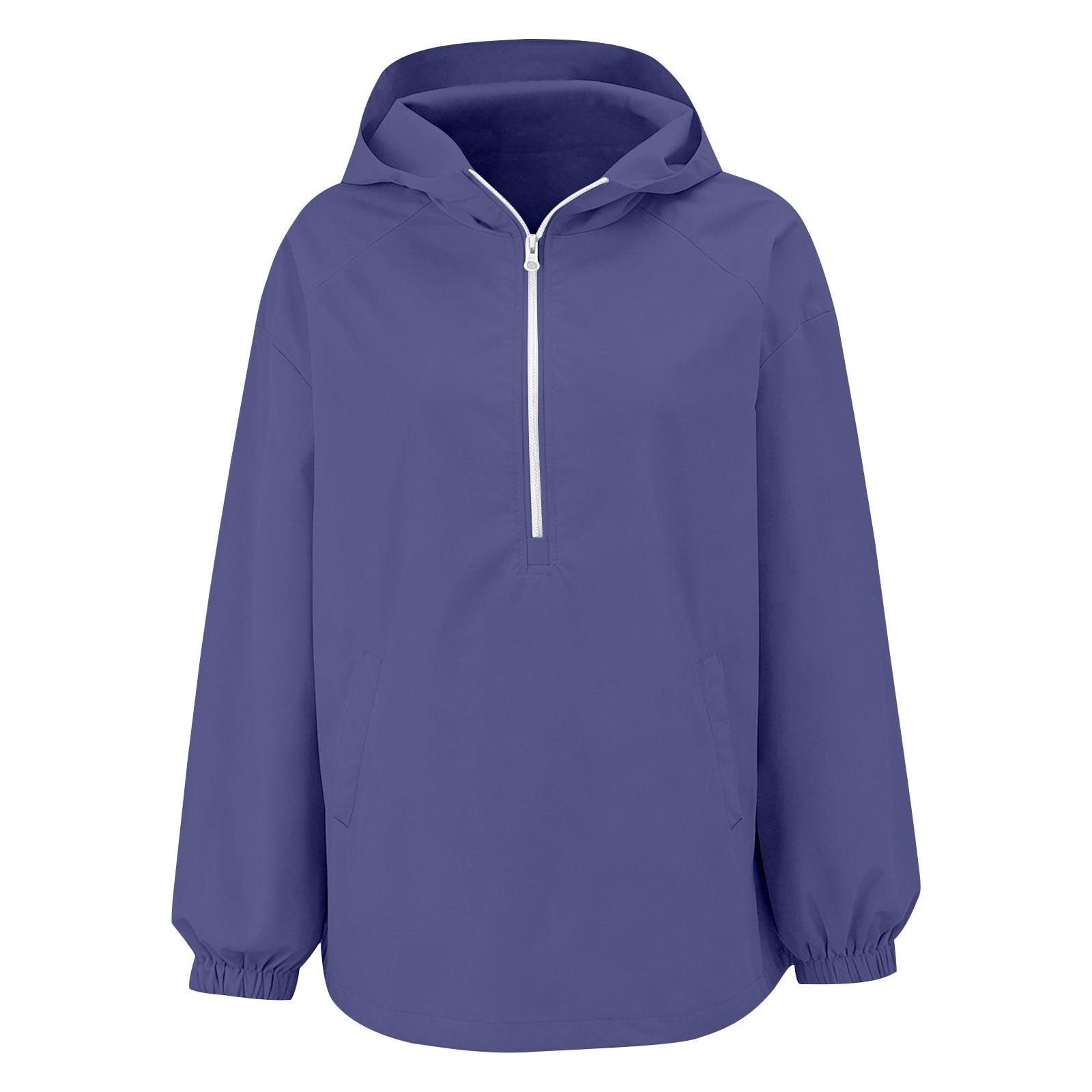 Chaqueta Cortavientos para Mujer - Impermeable Mujer Running Chaqueta Deportiva Ultraligero Chubasquero con capucha Sudadera Media Cremallera Manga Larga Ropa Gym Padel