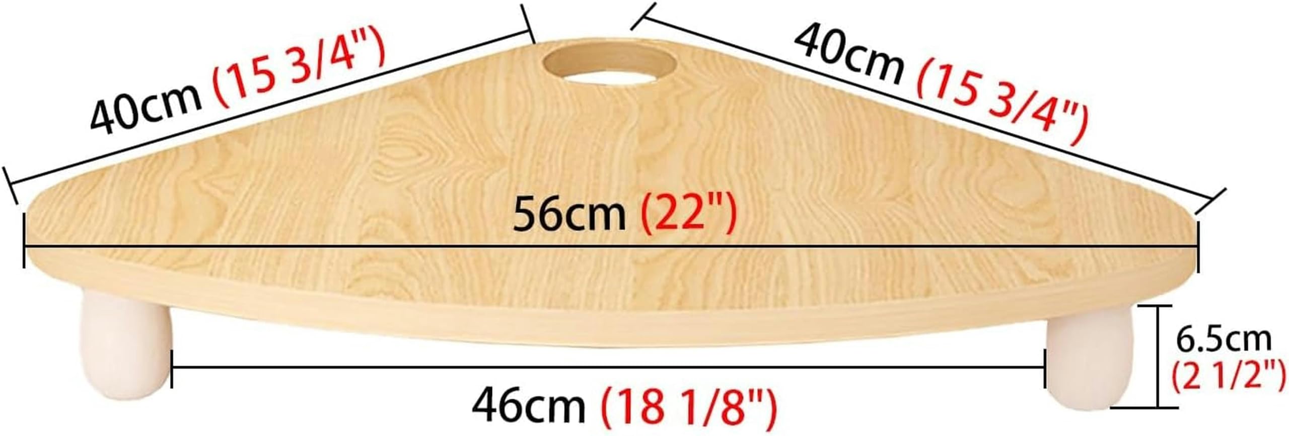 Supporto triangolare per monitor da scrivania, supporto angolare in legno per monitor, organizer per computer da ufficio con foro per pettinare il filo