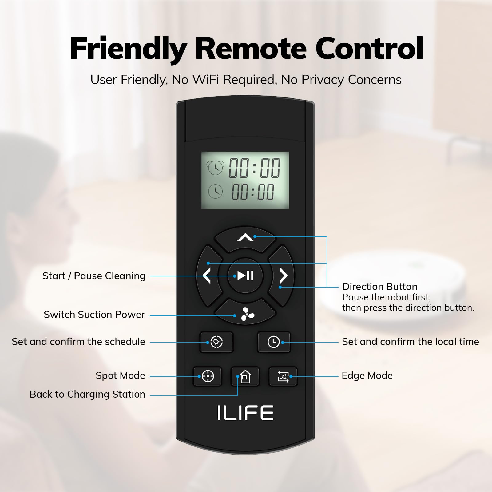 ILIFE V2 Robot Aspirador, aspiración sin enredos, autonomía de 120 Minutos, Aspirador Robot Delgado con Carga automática, Ideal para Pelo de Mascotas y Suelos Duros