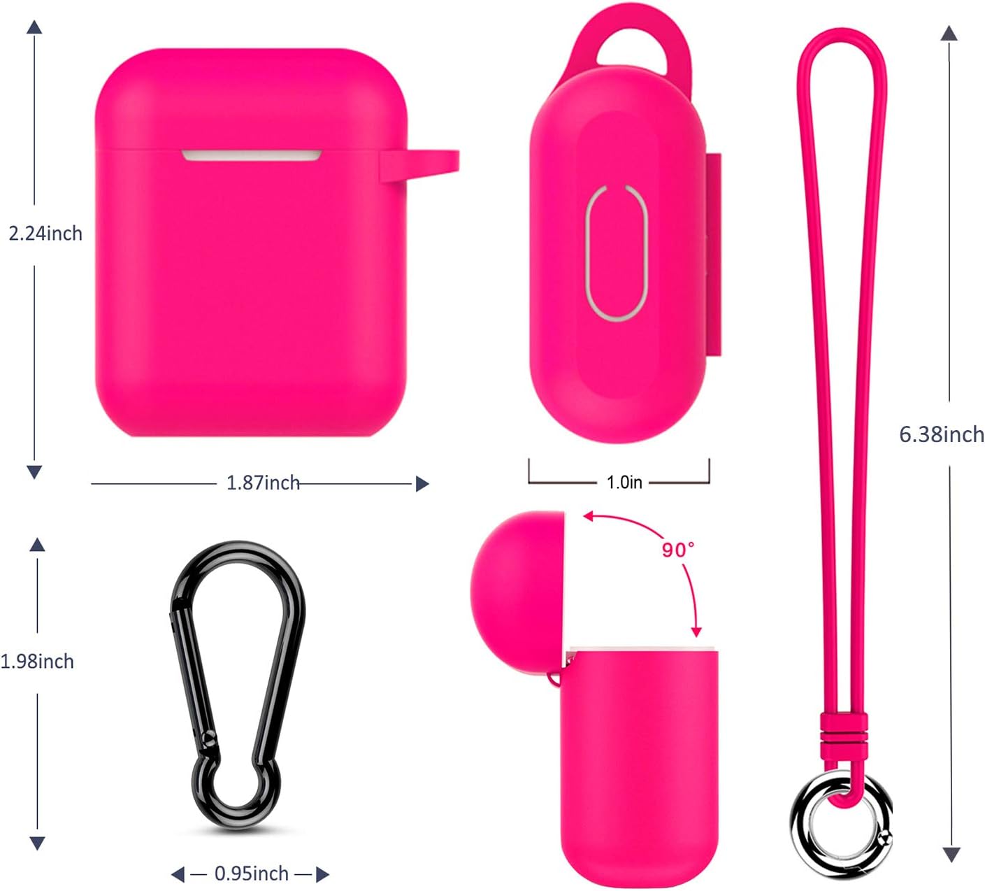 Airpods Case, Music tracker Protective Thicken Airpods Cover Soft Silicone Chargeable Headphone Case with Anti-Lost Carabiner for Apple Airpods 1&2 Charging Case (Rose)