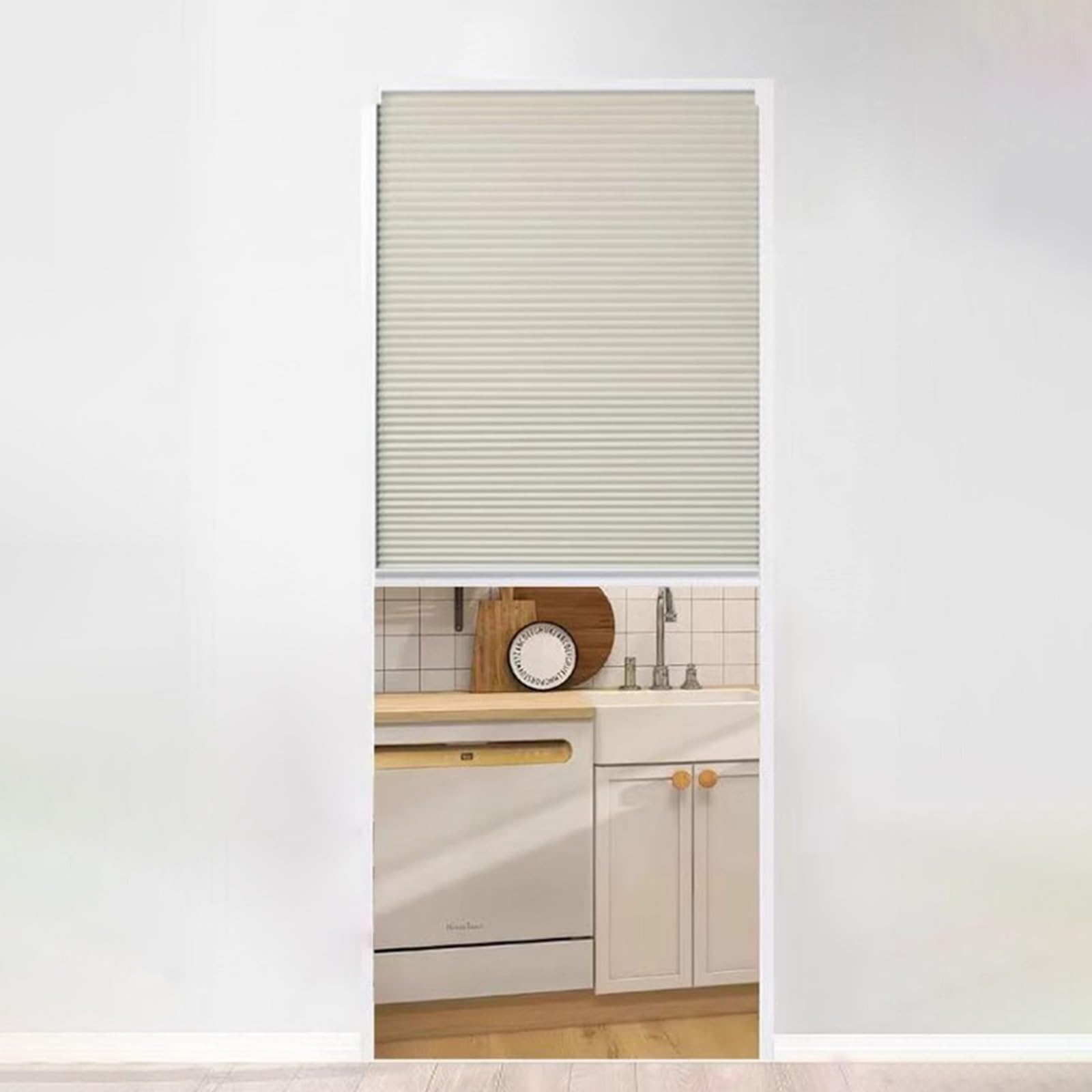 Room Divider Honeycomb Folding Door No Drill Aluminium Frame Non-Woven Fabric Ideal for Cupboard Entrance Bedroom Bathroom - 56 x 80 inches