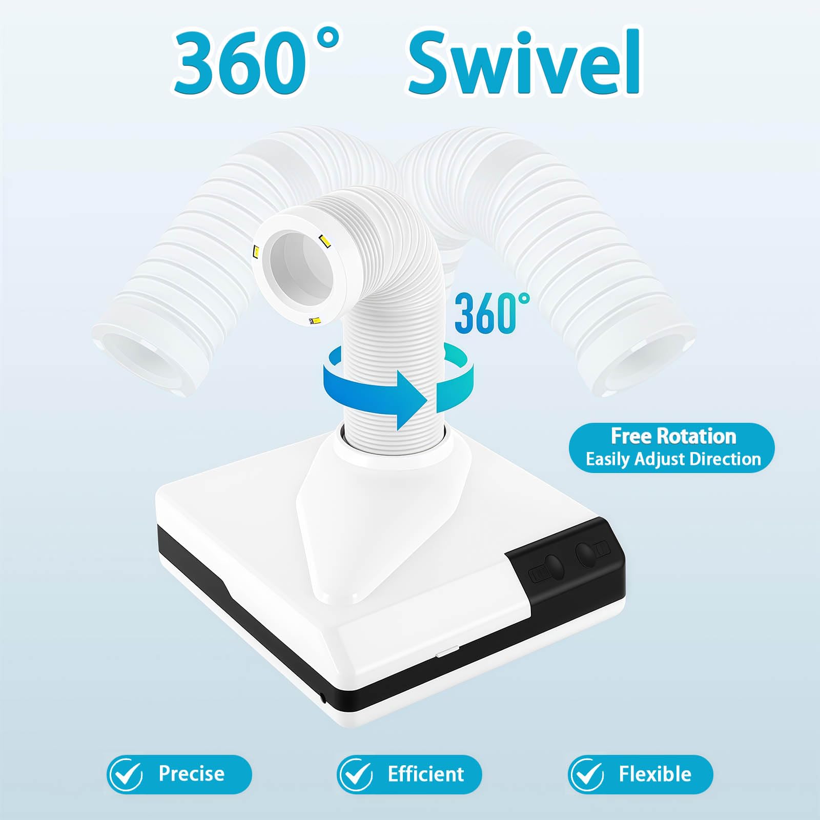 Aspirapolvere per unghie, mini aspirapolvere da tavolo da 60 W, potente aspiratore per polvere con illuminazione a LED, per salone di bellezza e laboratorio dentale, funzionalità 2 in 1