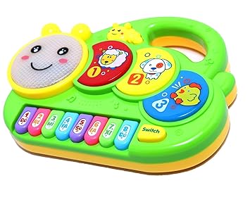 WeKidz Caterpillar Flashing Drum Piano Musical Toys for Babies and Kids (Green or Pink) Small Piano for Kids Musical Piano Best Toy
