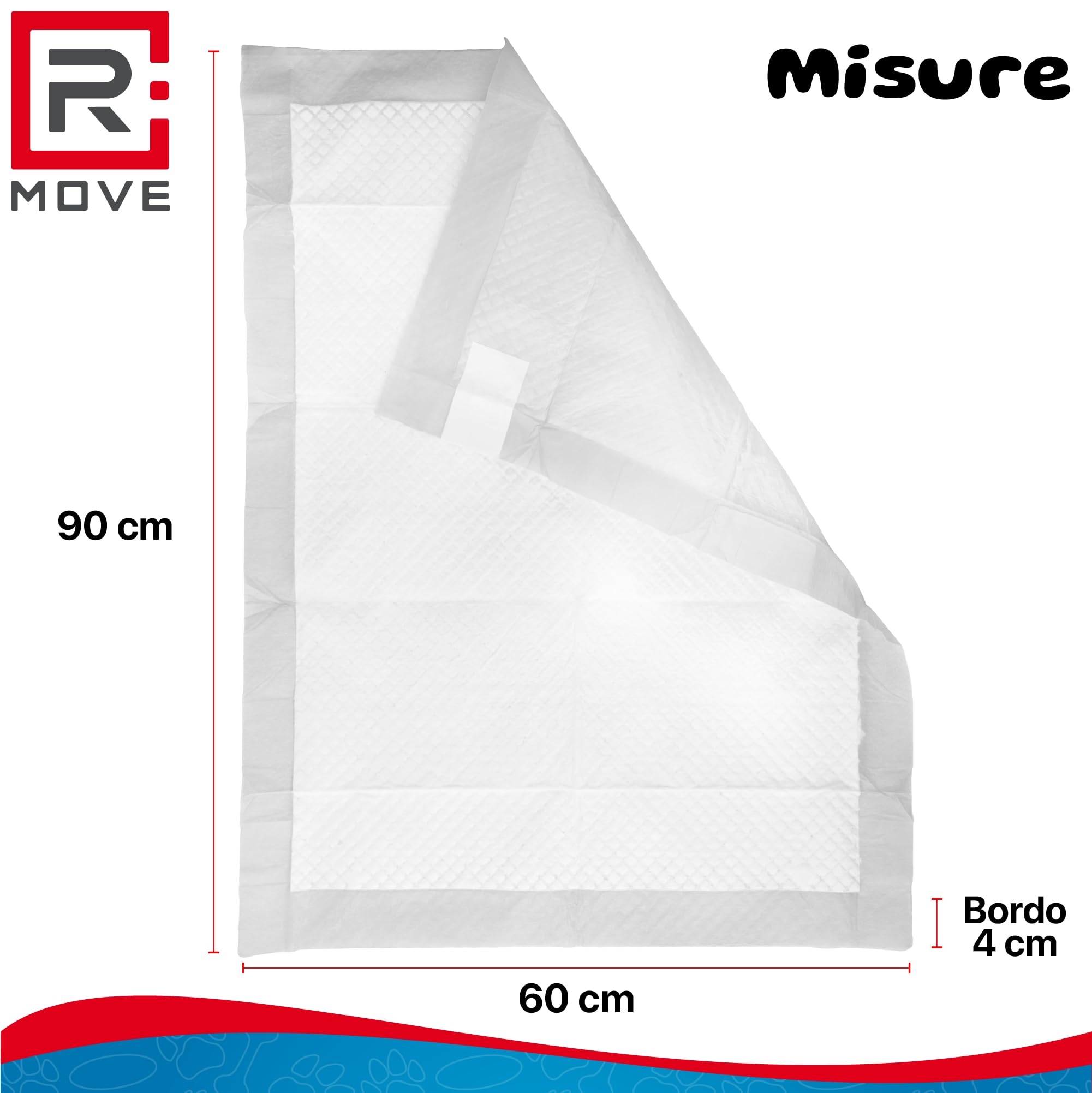 RMOVE 120 podkładów dla psów 60 x 90 cm, bardzo chłonne maty do toalety dla psów, podkłady z powłoką przeciwzapachową, podkłady dla psów, wodoodporne maty podkładowe (60 x 90 cm (120 szt.)