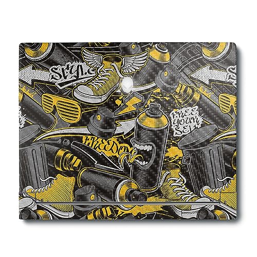MightySkins Carbon Fiber Skin Compatible With Alienware X16 R1 (2023) Full Wrap Kit - Yellow Hip Hop | Protective, Durable Textured Carbon Fiber Finish | Easy To Apply & Change Style | Made in the USA