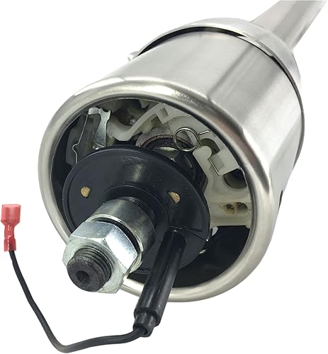 Miniatura 6 de AngyMeck Columna de dirección manual de inclinación de acero inoxidable con acabado pulido de 32 pulgadas con adaptador de rueda de 9 agujeros, sin