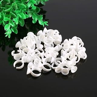 Tattoo Rings Cups Disposable Glue Holder, 50Pcs New Permanent Eyelash Glue Eyebrow Tattoo Pigment Ring Disposable Makeup Holder