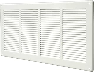 Die Ventilation GL4424RB Ventilationsgitter rechteckig aus weiß lackiertem Blech mit Insektennetz Maße 440 x 240 mm