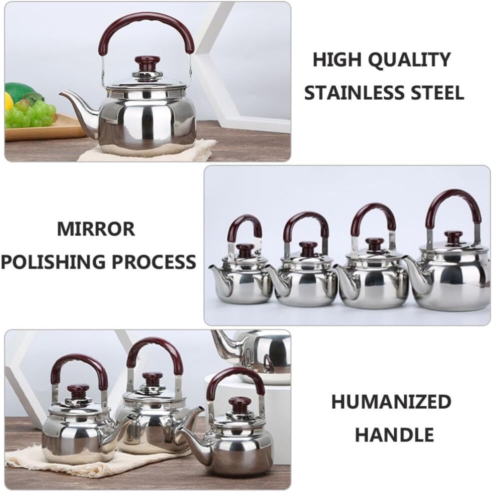 Luxshiny Kettle Teapot with Handle Tea Pots for Stove Top Stove Safe pot Top pot Whistling Pot Whistling Coffee Cup Gas Boiled Old Fashioned Stainless Steel Make Heater