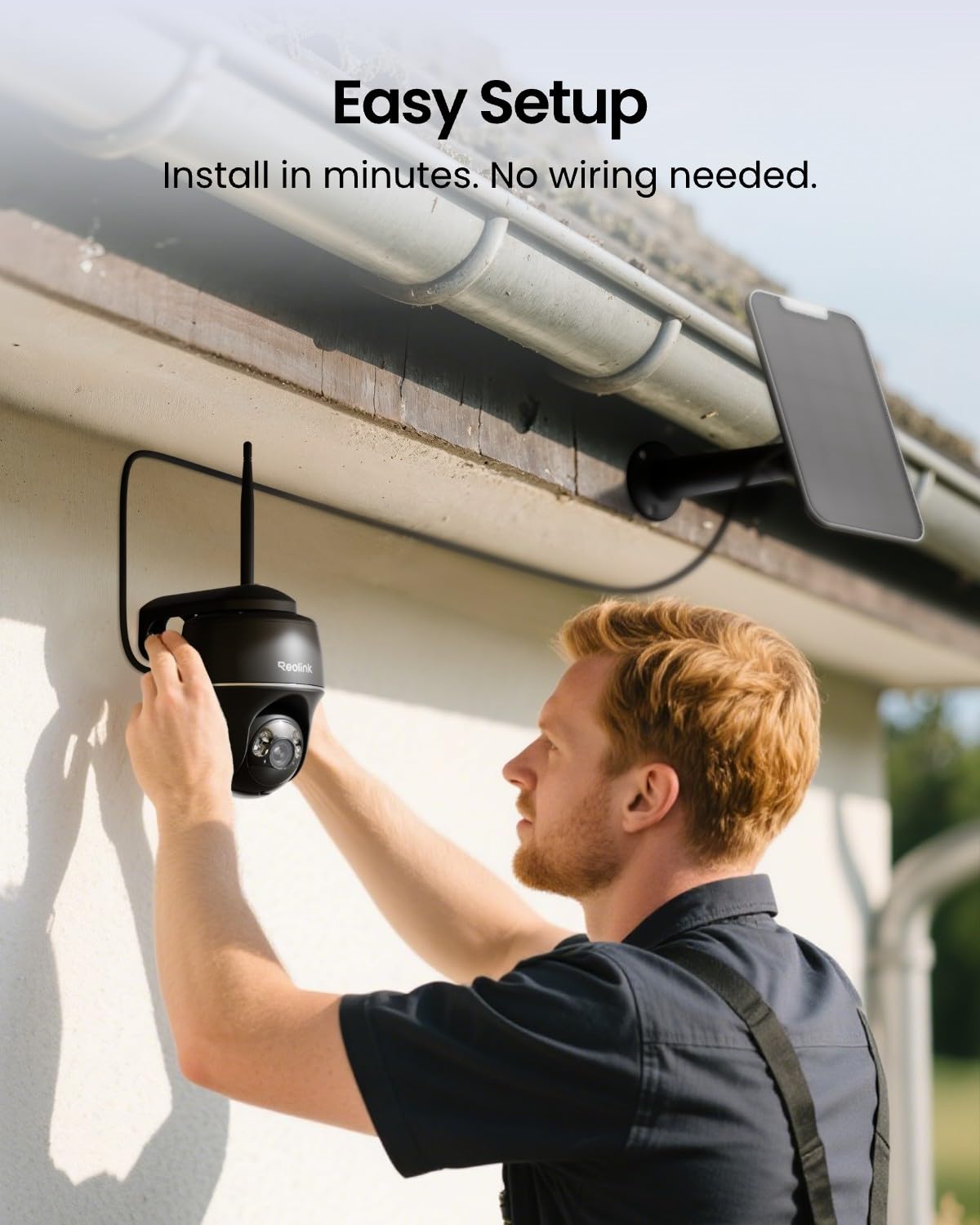 Reolink Solarna Kamera Bezpieczeństwa 5MP, Obrót i Przechył 355°/140°, Wykrywanie Osób/Pojazdów/zwierząt, Wi-Fi 2.4/5GHz, Czujnik PIR, Klatki, Rozmowa Dwukierunkowa, Argus PT(Czarna) + Panel Słoneczny
